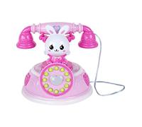ibasenice Kids Toy Phone Pink Bunny Simulation Telephone for Toddlers Early Learning Storytelling Educational Toy, Retro Cartoon Design, Parent-Child Interaction & Role Play, Battery-Free