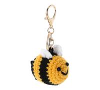 ibasenice Knitted Bee Pendant Handmade Crochet Keychain Honeybee Ornament for Car Bag Charm Creative Cartoon Accessory for Giving