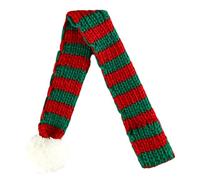 ibasenice Knitted Ribbed Christmas Pet Scarf for Dogs Cats Rabbits Warm Thick Holiday Neckerchief with Soft Yarn Ball Comfortable Durable Winter Neck Wrap for Pets Festive Red Green Stripes