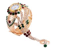 ibasenice Ladies Wrist Watches Jewellery Ring Set Quartz Watch Rhinestone Claw Chain Stainless Steel Alloy Lightweight Comfortable for Daily Casual Wear