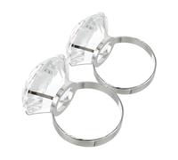 ibasenice Large 245-point Imitation Crystal Rhinestone Wedding Ring Props 2pcs 4cm Diamond Rings for Bridal Photoshoots and Wedding Decorations