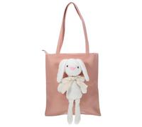 ibasenice Large Capacity Pink Plush Rabbit Tote Bag for Women, Warm Shoulder Handbag with Top Handle, All-match Soft Cosmetic Pouch for Daily Use and Travel