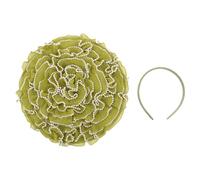 ibasenice Large Green Flower Fascinator Hat with Pearls for Women, Lightweight Polyester Pleated Floral Headpiece, for Weddings and Special Occasions Tea Party Accessories
