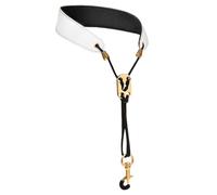 ibasenice Leather Saxophone Strap Adjustable Size Comfortable White Sax Neck Strap for Perform and Practice with Sturdy Metal Accessories