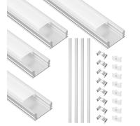 ibasenice LED Strip Light Channel Recessed Mounting with Milky White Diffuser Cover 4 Sets U Shape Aluminum Alloy Silver LED Channel System Providing Well for Shelves and Balconies