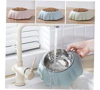 ibasenice Light Green Stainless Steel Dog Feeder Bowl Non Slip Double Basin Pet Food Bowl for Cats and Puppies Eco Friendly Durable Smooth Surface Easy to Clean Pet Supplies