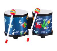 ibasenice Lightweight Wooden Bongo Drum with Underwater World Pattern, Easy to Learn Percussion Instrument for Beginners Practice and Party Performance, Musical Instrument for Adults