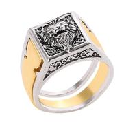 ibasenice Lion Ring Retro Men Secret Compartment Design for Daily Wear Hidden Storage Box