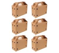ibasenice Live Poultry Shipping Cardboard Box 6Pcs Portable Ventilation and Kraft Leather Handle, Heavy-Duty Pet Transport Carrier for Small Birds, Rabbits and Small Dogs 12.2X8X5.1