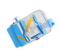 ibasenice Luxury Three Layer Hamster Cage Villa Design Portable PET House for Small Animals 23x17x45cm Light Blue