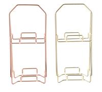 ibasenice Makeup Sponge Holder Powder Puff Storage Rack Gold Plated Double-layer 2pcs Beauty Sponge Display Stand for Face Powder and Makeup Puff Organization