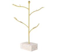 ibasenice Marble Base Jewelry Display Stand Premium Alloy Resin Tree Shape Organizer for Earrings Necklaces Elegant Jewelry Hanging Rack Gift for Women Home Decor