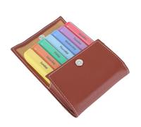 ibasenice Medicine Organizer Holder 28 Grids Portable PU Storage Bag Removable Compartments Grid Design Brown Compact Case Fits Pocket and Purse for Daily Dose Planning and Distribution