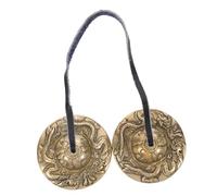 ibasenice Meditation Cymbals Bell Chimes Instrument Handmade Pure Copper Tingsha Bell Chimes Buddhist Musical Instrument for Yoga Meditation Sound Healing Dragon Embossed with Storage Bag