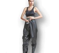 ibasenice Men's Waist Waders with Boots, PVC Fishing Trousers, Black | Breathable Half Body Design, Non Slip Outsole, 38 Yard Size, Secure Grip for Fishing and Farming Work