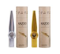 ibasenice Metal Kazoo Set 2pcs with Gold and Silver Cylindrical Design, Portable Music Kazoo Instruments for Guitar Ukulele Violin Performance, Musical Instrument Kit for Music Lovers