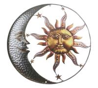 ibasenice Metal Sun and Moon Wall Ornament Metal Wall Art for Indoor Outdoor Decor Smooth Craftsmanship Unique Celestial Design for Garden Cafe Bedroom Living Office Decoration