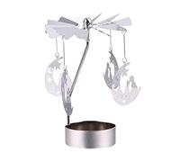 ibasenice Metal Tealight Candlestick Romantic Candlelight Spinner Rotary Spinning Candle Holder Scandinavian Rotation Carousel Candelabra for Christmas Home Decor Silver, 11x8x8cm (10D0454M00)