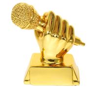 ibasenice Microphone Trophy for Students Singing Competition, Gold Resin Decorative Award, School and Community Participation Prize for