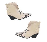 ibasenice Mid-heel Women Ankle Boots Fashion Pointed Toe Short Boots with Studs for Autumn Winter PU Insole Comfortable Sole Lightweight Stylish Footwear for Ladies
