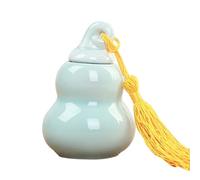 ibasenice Mini Ceramic Gourd Shape Jar for Seeds and Ointment, Moisture-proof Blue Ceramic Bottle with Good Decoration, for Kitchen and Livingroom Storage