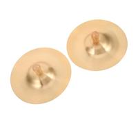 ibasenice Mini Finger Cymbals for Brass Handheld Percussion Instruments with Wood Knob Brass Dance Cymbals for Belly Dancing School Music Practice Party Performance