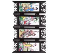 ibasenice Mini Folding Panel Screen Room Divider Chinese Style Retro Folding Black Frosted Glass Home Decoration Package Box for Stage Performance and Room Decoration Random Style