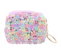 ibasenice Mini Sequin Coin Purse Keychain for Sparkling Change Wallet Pouch Bag Cloth Lightweight Small Organizer for Coins and Tiny Essentials Rainbow Design