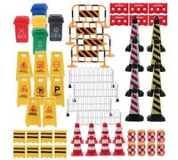 ibasenice Mini Traffic Signs for Educational Road Sign and Barricade Simulation Lightweight Cognitive Playset for Learning Traffic Safety at Home and School
