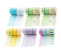 ibasenice Mini Washi Tapes with Beautiful and Unique Design Easy to Tear by Hand Color Made of Washi and Adhesive Sticker for, Scrapbook, and Decorate Packaging