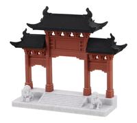 ibasenice Miniature Chinese Building Model Ancient Chinese Gate Model Realistic Design Coffee Plastic Archway Gate with Easy DIY Assembly and Intricate Detailing for Bonsai Setups