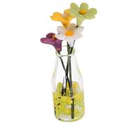 ibasenice Miniature Daisy Flowerpot Model in Transparent Glass Vase Tiny House Dollhouse Decor Artificial Flower Potted Decoration for Shelf Dashboard Choice