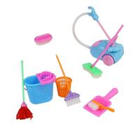 ibasenice Miniature Dollhouse Cleaning Tools for Pretend Play Cleaning Equipment Accessories for Playhouses Stylish Decorative Household Kit Random Color