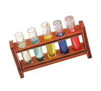ibasenice Miniature Dollhouse Test Tube with Wooden Rack Scene Props for Home Decor and Miniature Landscaping Safe Materials for Creative Projects