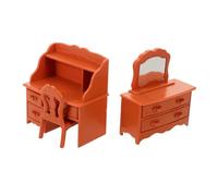 ibasenice Miniature Dollhouse Vanity with Mirror Dressing Table and Stool Realistic Makeup Table Model for Mini Dollhouse Bedroom Furniture Accessories Creative Play and Decoration