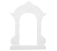 ibasenice Miniature Greek Style Flower Arch Door DIY Kit for Dollhouse Wedding Decor, White Tiny Fairy Garden Door, Micro Landscape Craft Accessory