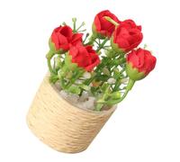 ibasenice Miniature Potted Plant Model Dollhouse Garden Accessory Realistic Mini Red Flower Plant No Maintenance for Home Decor