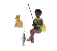 ibasenice Miniature Resin Fairy Statue Delicate Flower Fairy Decor for Car Home Office with Black European Style Dog Design