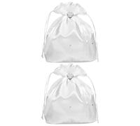 ibasenice Money Bag Heart Shaped and Sparkling Rhinestone Embellishments 2pcs Satin with Drawstring White Handbag Bridal Wedding for Evening and Western Weddings