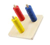 ibasenice Montessori Stacking Rings for Color Cognition Educational Playset with Three Vertical Rings Interactive Early Learning Game for Preschoolers