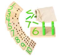 ibasenice Montessori Wooden Number Cognitive for Rubber Wood Blocks with Numbers Matching and Counting Educational Math Plaything for Early Learning and Hand-eye Coordination Development