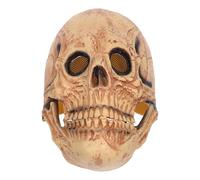 ibasenice Movable Jaw Skull Mask Halloween Horror Mask Full Head Latex Skeleton Headpiece for Men Women