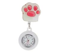 ibasenice Movement Nurses Pocket Watch with Clip White Silicone Hanging Fob Watch for Doctors and Medical Staff Portable Design Charming Pattern