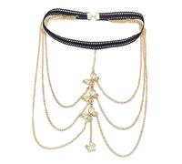 ibasenice Multi-layered Butterfly Thigh Chain Elastic Body Jewelry for Women Fashionable Layered Beach Leg Accessory for Parties and Carnival Wear