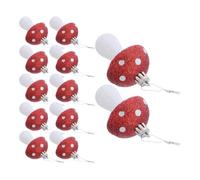 ibasenice Mushroom for Glittery 12pcs Christmas Tree with Ornaments Red Ps Material, Shatterproof Hanging Decorations Winter Holiday and Rustic Whimsical Design with Smooth Party Home
