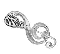 ibasenice Music Note Brooch Microphone Lapel Pin for Jackets and Sweaters Women 3D Alloy Lightweight Accessory