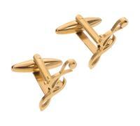 ibasenice Music Symbol Versatile Styling Cufflinks for Men Golden Stainless Steel Minimalist and Classic Design and Gentle on Shirt, for Wedding and Business Attire