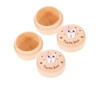 ibasenice My First Tooth Box 2pcs Wooden Baby Tooth Holder Keepsake with Modern Simple Elegant Aesthetic