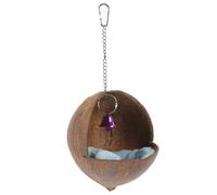 ibasenice Natural Coconut Shell Bird Nest with Warm Cushion and Bell Suspended Parrot House for Birds and Parrots Comfortable Crafted Resting Bed for Hummingbirds Sparrows and Random Color
