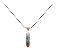 ibasenice Natural Hexagonal Pointed Natural Stone Leather Necklace Pendant with Rough Crystal for Women Boho Choker Jewelry